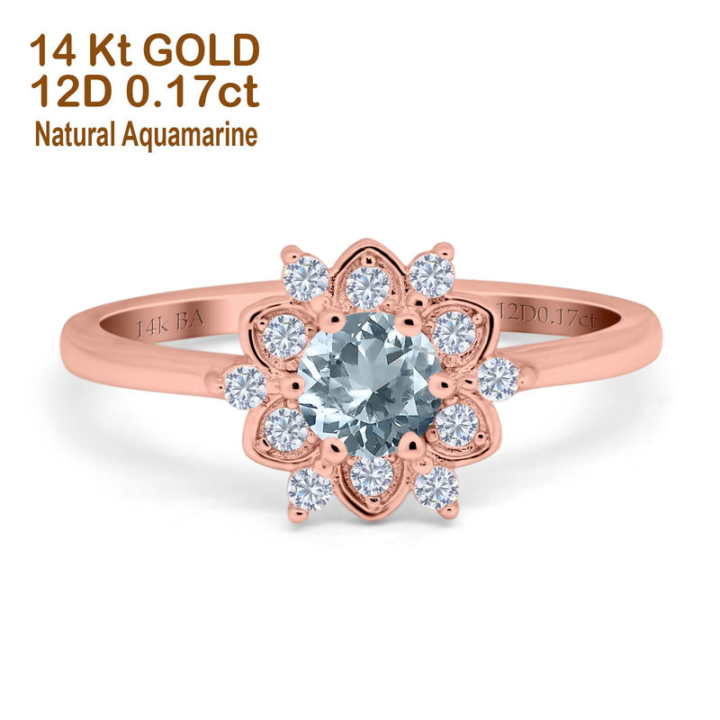 14K Gold 1.01ct Round 6mm G SI Art Deco Diamond Engagement Wedding Ring