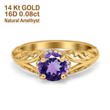 14K Gold 1.11ct Round Art Deco Filigree 6.5mm G SI Diamond Engagement Wedding Ring