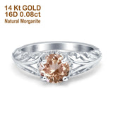 14K Gold 1.11ct Round Art Deco Filigree 6.5mm G SI Diamond Engagement Wedding Ring