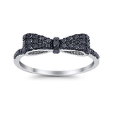 Wedding Ring Ribbon Shape Round Simulated Cubic Zirconia 925 Sterling Silver