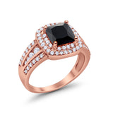 Halo Art Deco Wedding Ring Simulated Cubic Zirconia 925 Sterling Silver