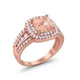 Halo Art Deco Wedding Ring Simulated Cubic Zirconia 925 Sterling Silver
