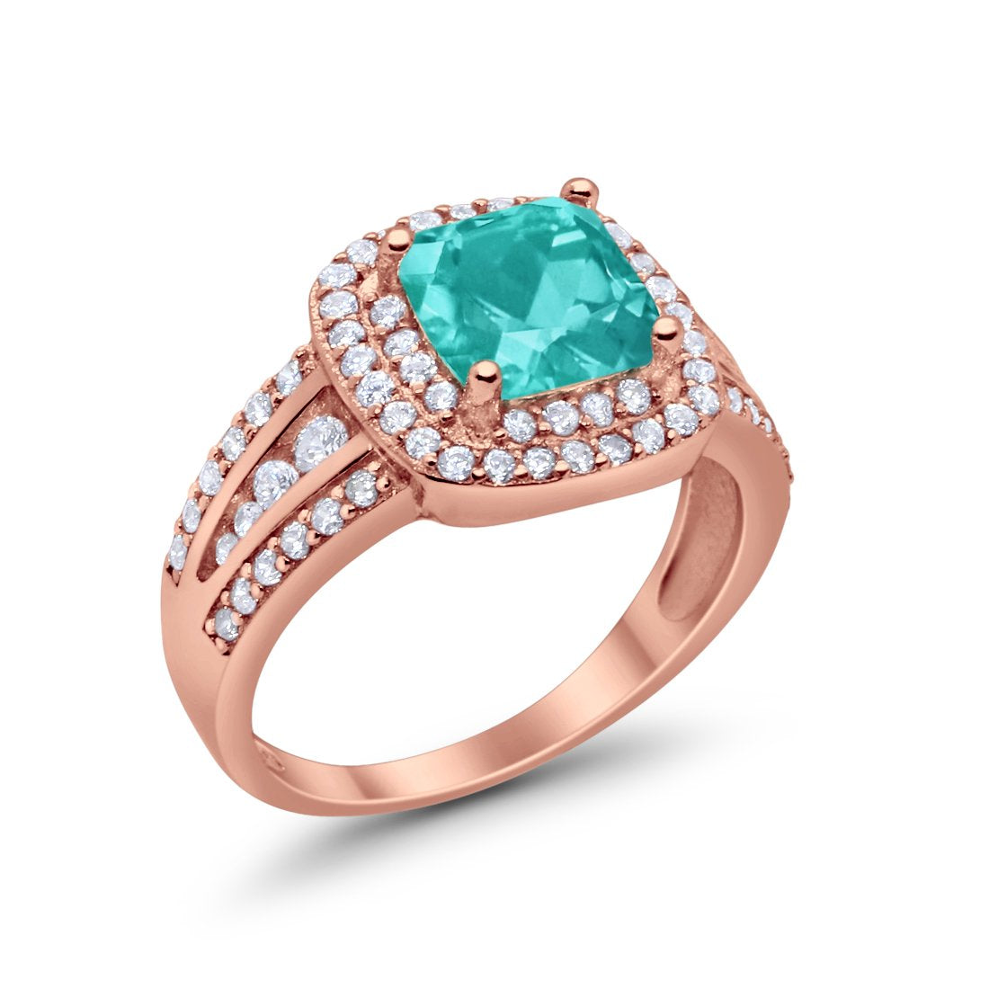 Halo Art Deco Wedding Ring Simulated Cubic Zirconia 925 Sterling Silver