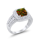 Halo Art Deco Wedding Ring Simulated Cubic Zirconia 925 Sterling Silver