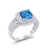 Halo Art Deco Wedding Ring Simulated Cubic Zirconia 925 Sterling Silver