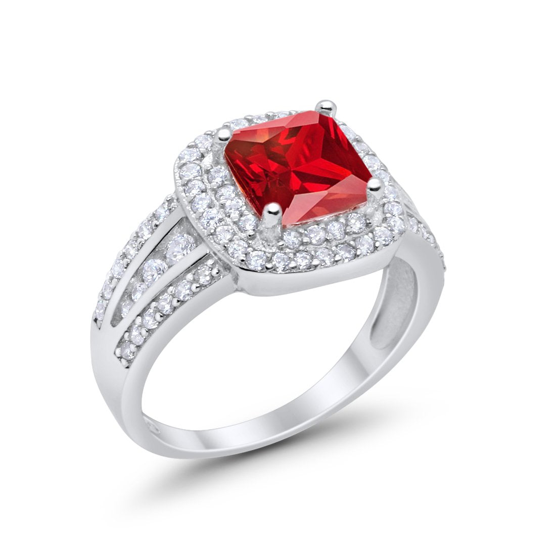 Halo Art Deco Wedding Ring Simulated Cubic Zirconia 925 Sterling Silver