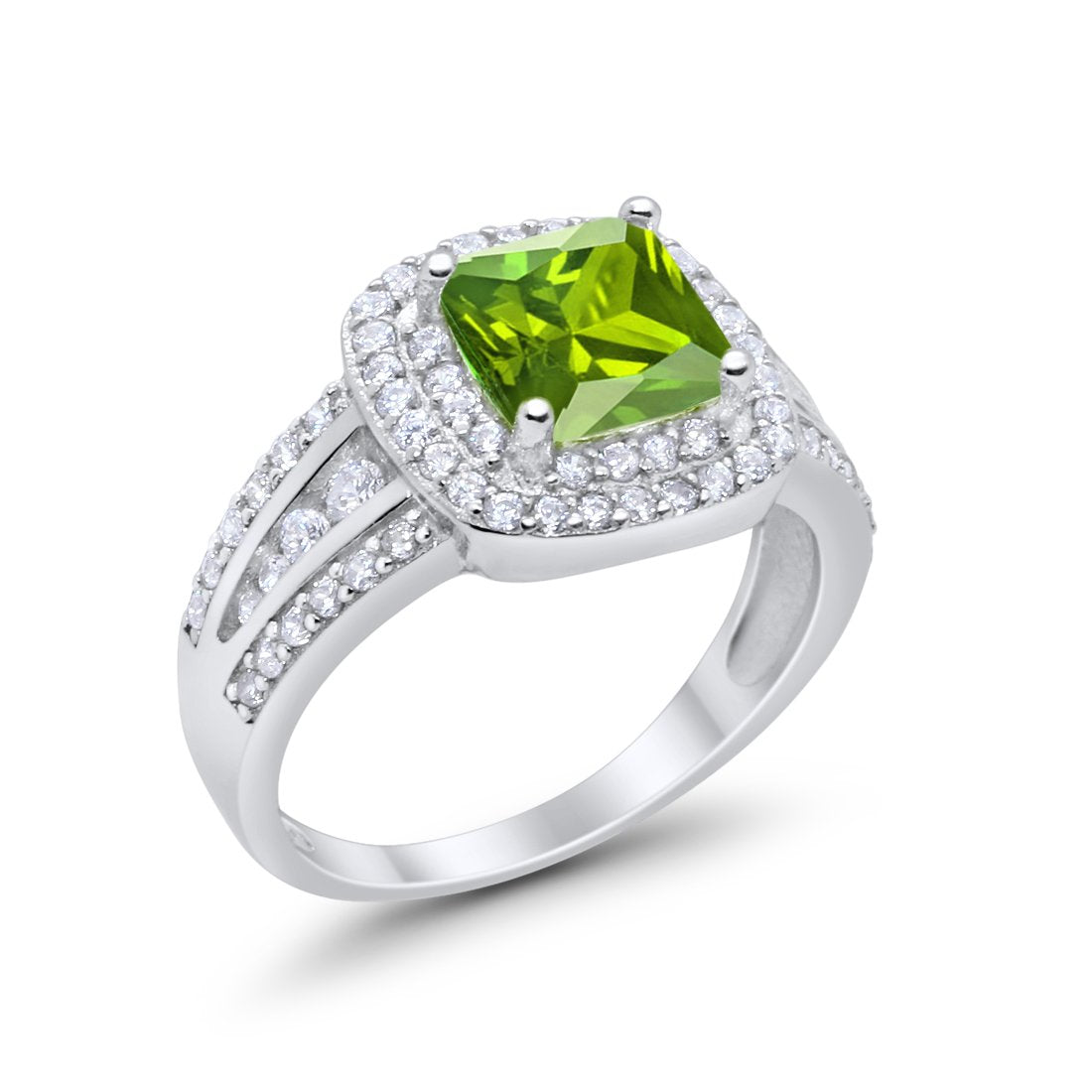 Halo Art Deco Wedding Ring Simulated Cubic Zirconia 925 Sterling Silver