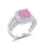 Halo Art Deco Wedding Ring Simulated Cubic Zirconia 925 Sterling Silver
