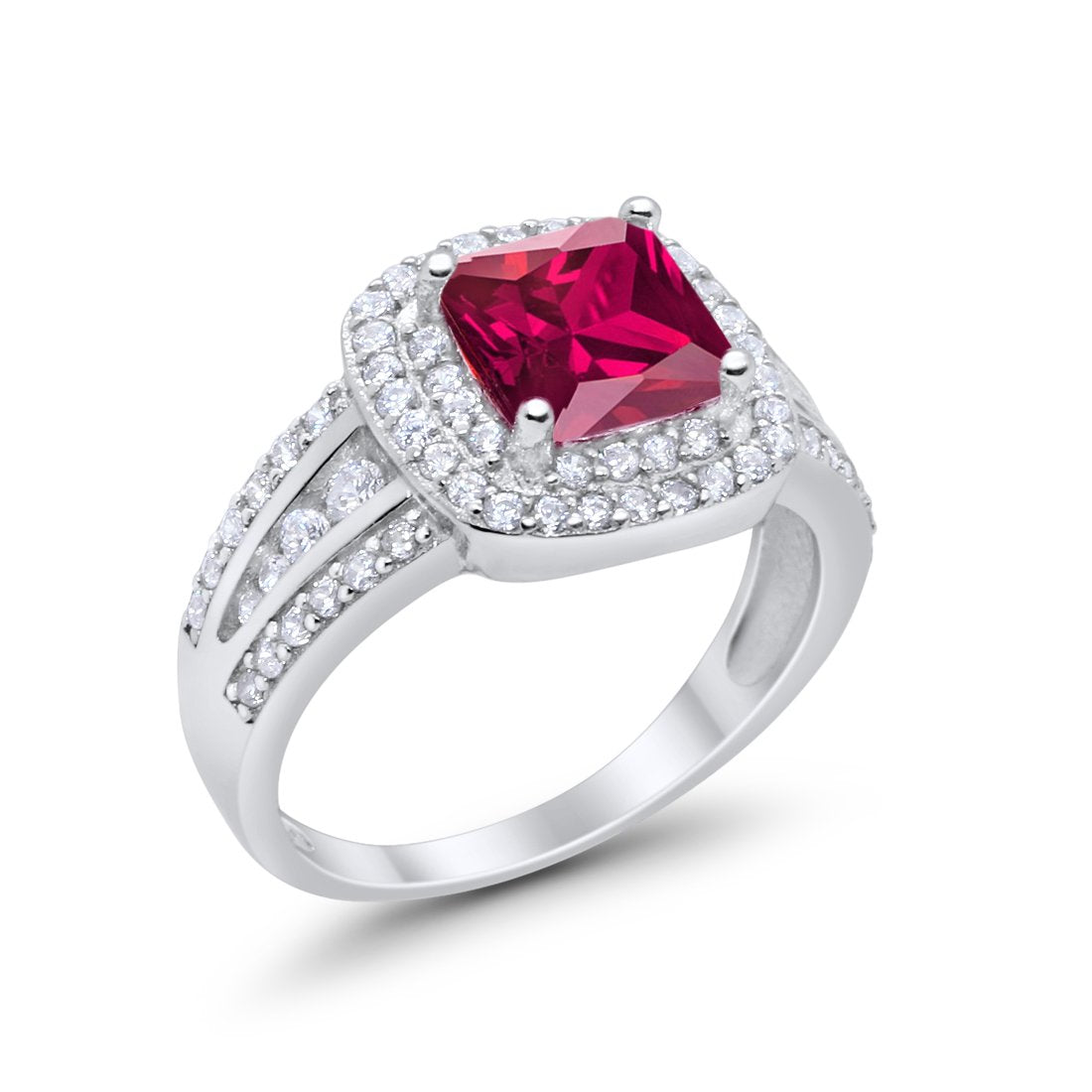 Halo Art Deco Wedding Ring Simulated Cubic Zirconia 925 Sterling Silver