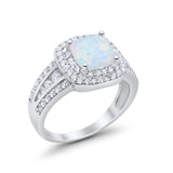 Halo Art Deco Wedding Ring Simulated Cubic Zirconia 925 Sterling Silver