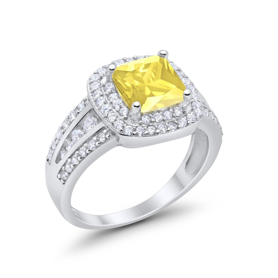 Halo Art Deco Wedding Ring Simulated Cubic Zirconia 925 Sterling Silver