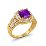 Halo Art Deco Wedding Ring Simulated Cubic Zirconia 925 Sterling Silver
