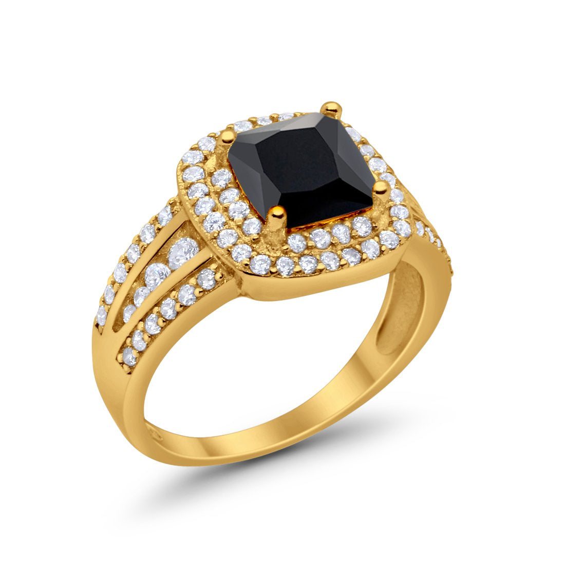 Halo Art Deco Wedding Ring Simulated Cubic Zirconia 925 Sterling Silver