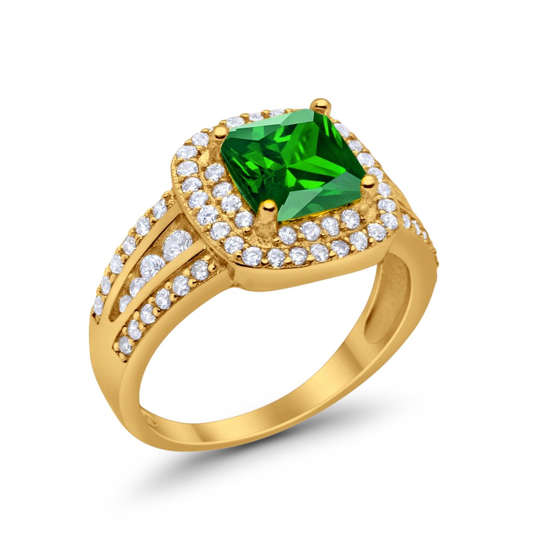 Halo Art Deco Wedding Ring Simulated Cubic Zirconia 925 Sterling Silver