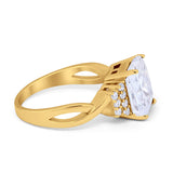 Wedding Ring Emerald Cut Simulated Cubic Zirconia 925 Sterling Silver