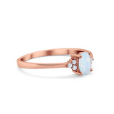 Oval Cut Wedding Ring Round Simulated Cubic Zirconia 925 Sterling Silver