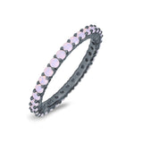 Full Eternity Stackable Engagement Ring Lab Created Opal 925 Sterling Silver