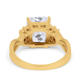 Wedding Ring Emerald Cut Simulated Cubic Zirconia 925 Sterling Silver