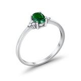 Oval Cut Wedding Ring Round Simulated Cubic Zirconia 925 Sterling Silver