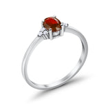 Oval Cut Wedding Ring Round Simulated Cubic Zirconia 925 Sterling Silver