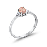 Oval Cut Wedding Ring Round Simulated Cubic Zirconia 925 Sterling Silver