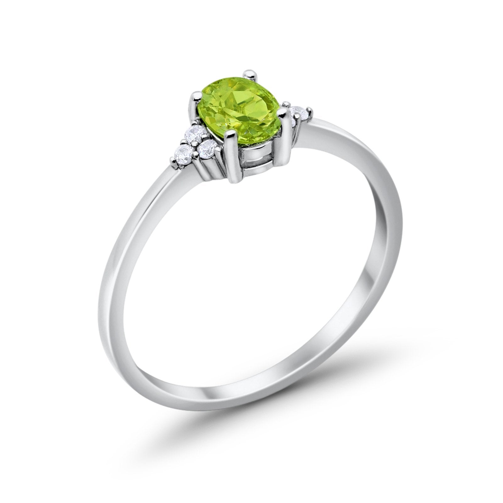 Oval Cut Wedding Ring Round Simulated Cubic Zirconia 925 Sterling Silver