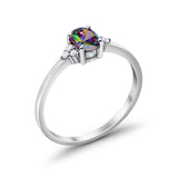 Oval Cut Wedding Ring Round Simulated Cubic Zirconia 925 Sterling Silver