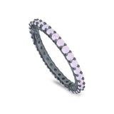 Full Eternity Stackable Engagement Ring Lab Created Opal 925 Sterling Silver