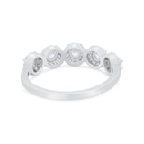 Half Eternity Band Round Cubic Zirconia 925 Sterling Silver 5-Stone Halo