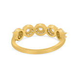 Half Eternity Band Round Cubic Zirconia 925 Sterling Silver 5-Stone Halo