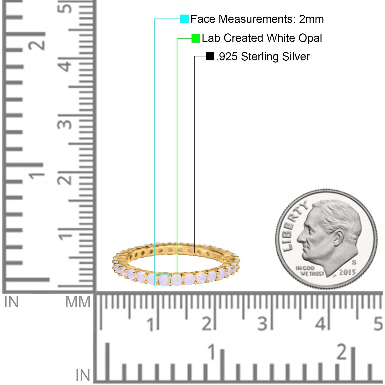 Full Eternity Stackable Engagement Ring Lab Created Opal 925 Sterling Silver