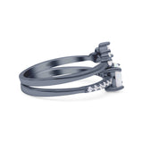 Two Piece Vintage Style Bridal Set Ring Band Round Lab Created White Opal Simulated CZ 925 Sterling Silver