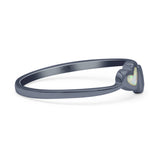 Art Deco Bridal Wedding Engagement Ring Heart Lab Created White Opal 925 Sterling Silver