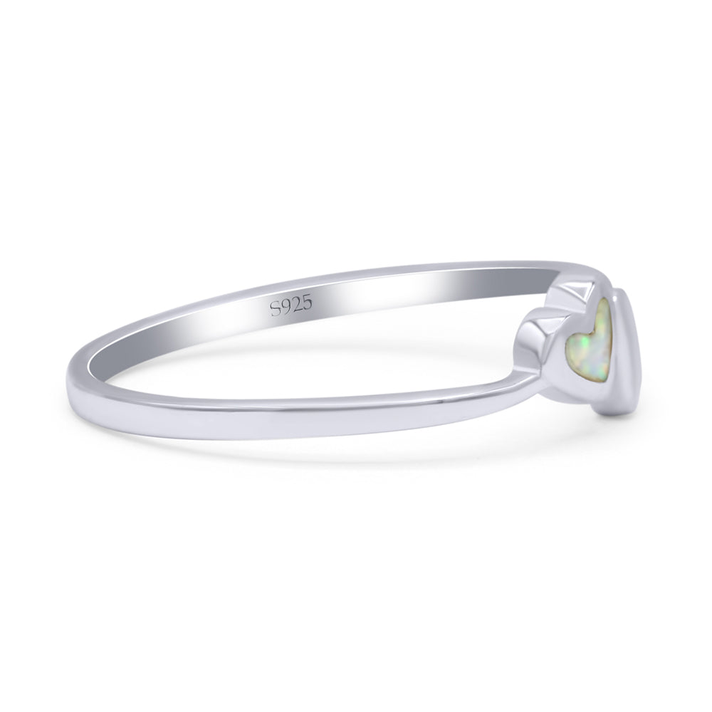 Art Deco Bridal Wedding Engagement Ring Heart Lab Created White Opal 925 Sterling Silver