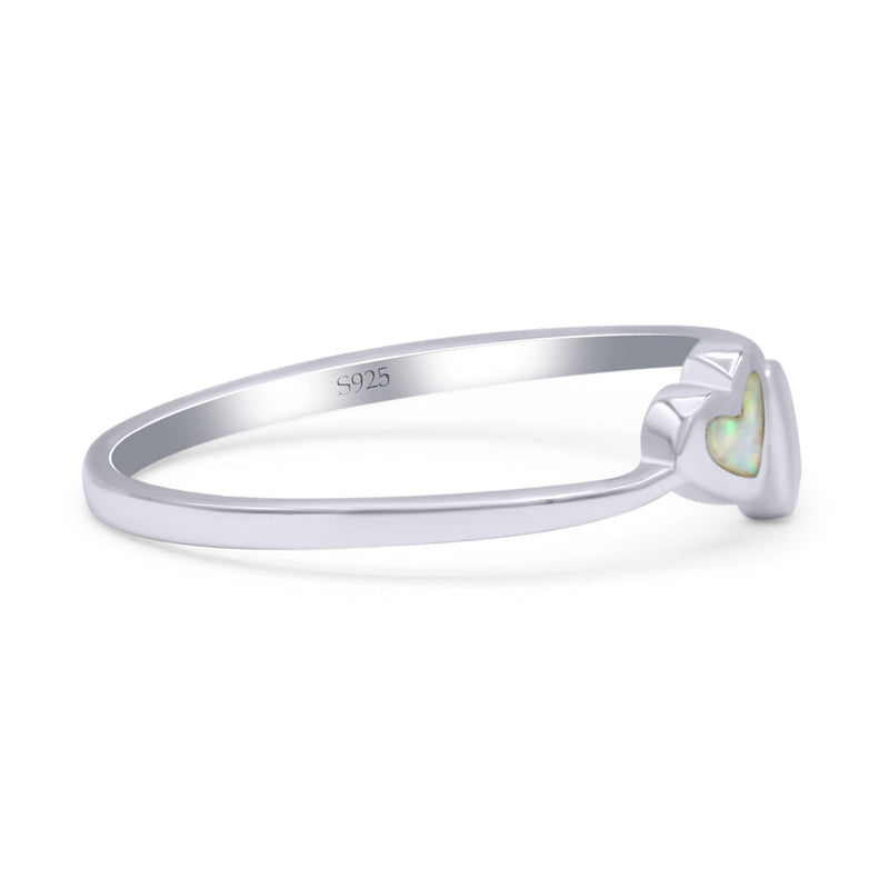Art Deco Bridal Wedding Engagement Ring Heart Lab Created White Opal 925 Sterling Silver