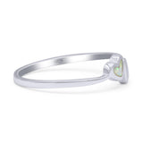 Art Deco Bridal Wedding Engagement Ring Heart Lab Created White Opal 925 Sterling Silver