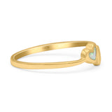 Art Deco Bridal Wedding Engagement Ring Heart Lab Created White Opal 925 Sterling Silver