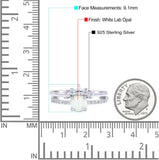 Two Piece Vintage Style Bridal Set Ring Band Round Lab Created White Opal Simulated CZ 925 Sterling Silver