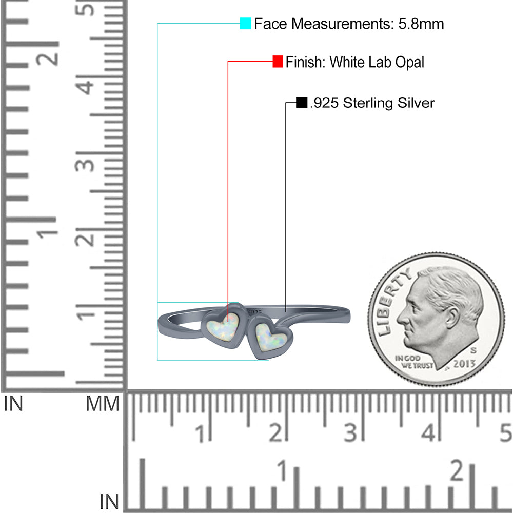 Art Deco Bridal Wedding Engagement Ring Heart Lab Created White Opal 925 Sterling Silver