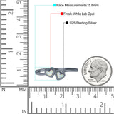 Art Deco Bridal Wedding Engagement Ring Heart Lab Created White Opal 925 Sterling Silver