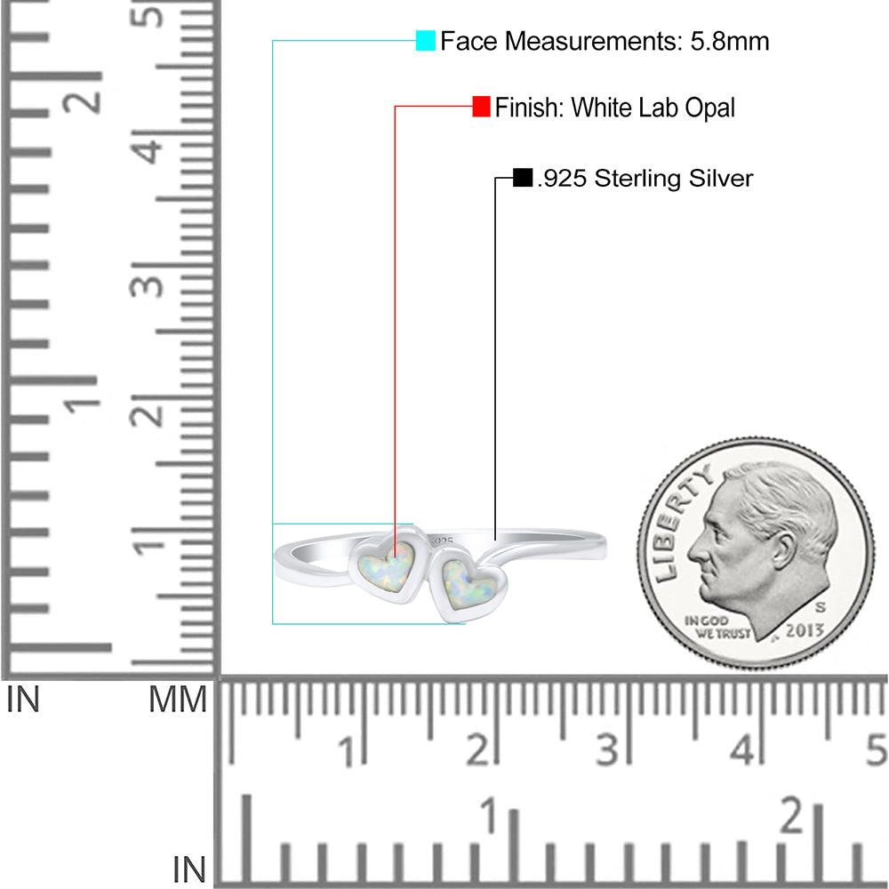 Art Deco Bridal Wedding Engagement Ring Heart Lab Created White Opal 925 Sterling Silver