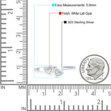 Art Deco Bridal Wedding Engagement Ring Heart Lab Created White Opal 925 Sterling Silver