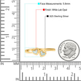 Art Deco Bridal Wedding Engagement Ring Heart Lab Created White Opal 925 Sterling Silver