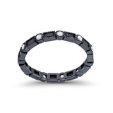 Art Deco Full Eternity Wedding Band Baguette Simulated CZ Ring 925 Sterling Silver