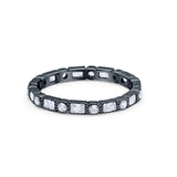 Art Deco Full Eternity Wedding Band Baguette Simulated CZ Ring 925 Sterling Silver