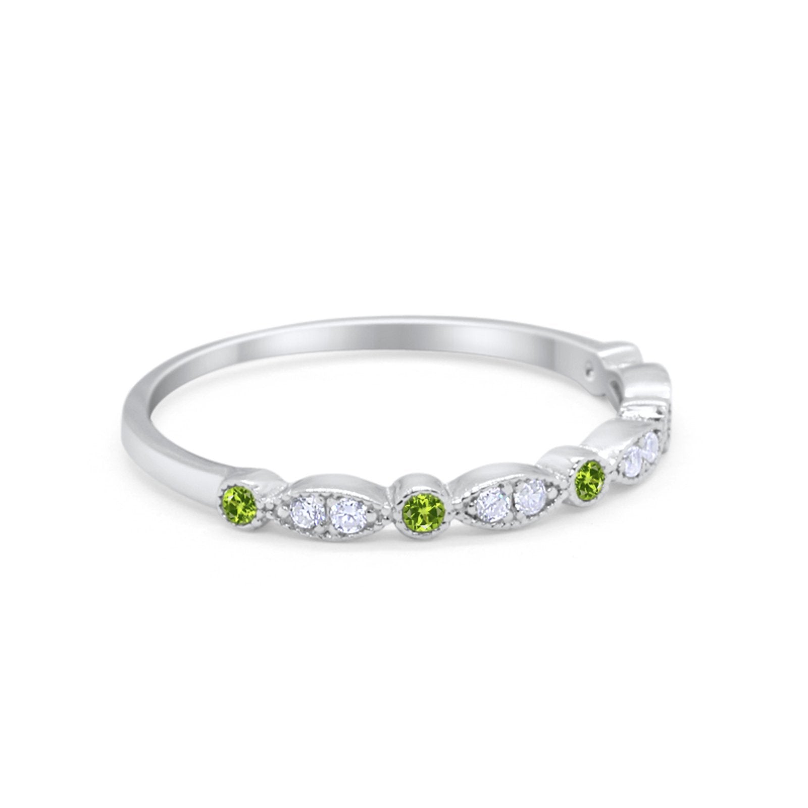 Half Eternity Wedding Ring Art Deco Simulated Cubic Zirconia 925 Sterling Silver