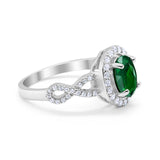 Infinity Art Deco Wedding Ring Oval Simulated Cubic Zirconia 925 Sterling Silver