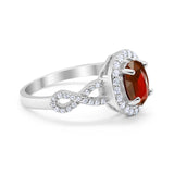 Infinity Art Deco Wedding Ring Oval Simulated Cubic Zirconia 925 Sterling Silver