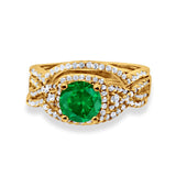 Halo Wedding Trio Piece Ring Simulated Cubic Zirconia 925 Sterling Silver