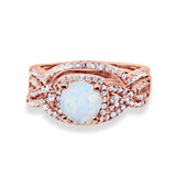 Halo Wedding Trio Piece Ring Simulated Cubic Zirconia 925 Sterling Silver